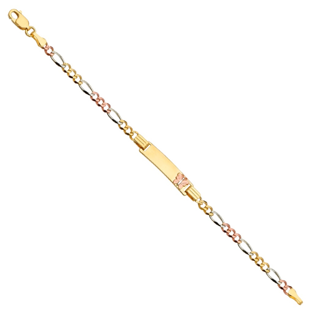 Girls 14k Gold Butterfly ID Bracelet 6 inches - Picture 2 of 15